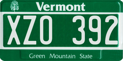 VT license plate XZO392