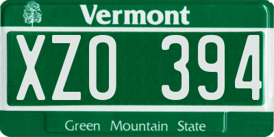 VT license plate XZO394