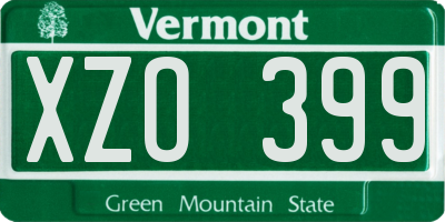 VT license plate XZO399