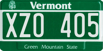 VT license plate XZO405