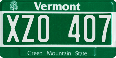 VT license plate XZO407