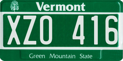 VT license plate XZO416