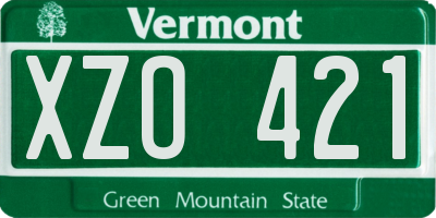 VT license plate XZO421