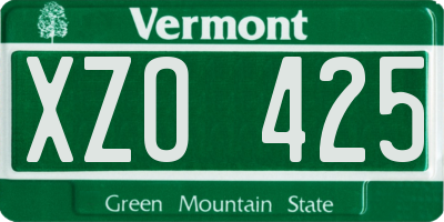VT license plate XZO425