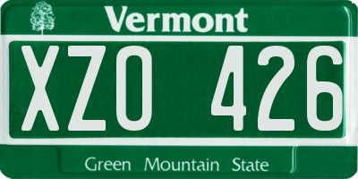 VT license plate XZO426