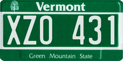 VT license plate XZO431