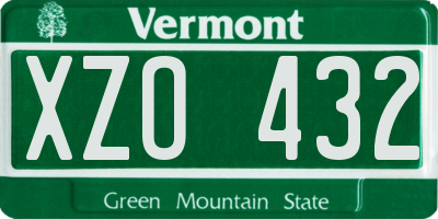 VT license plate XZO432