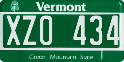 VT license plate XZO434