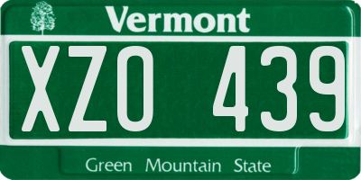 VT license plate XZO439