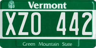 VT license plate XZO442