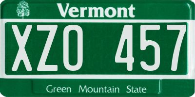 VT license plate XZO457