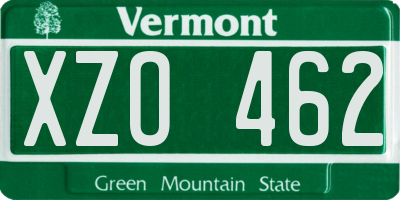 VT license plate XZO462