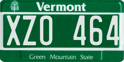 VT license plate XZO464
