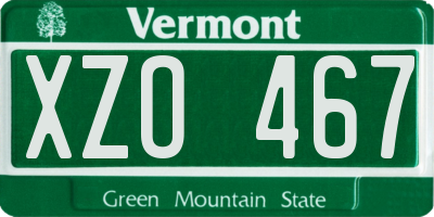 VT license plate XZO467
