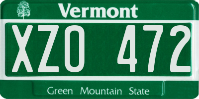 VT license plate XZO472