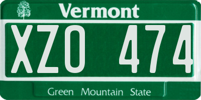 VT license plate XZO474