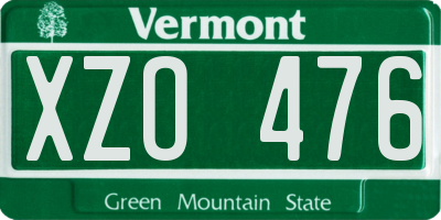 VT license plate XZO476