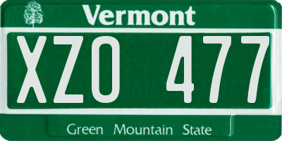 VT license plate XZO477