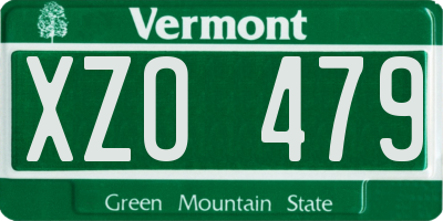 VT license plate XZO479