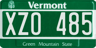 VT license plate XZO485