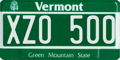 VT license plate XZO500