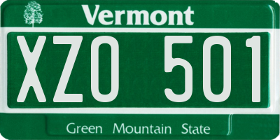 VT license plate XZO501