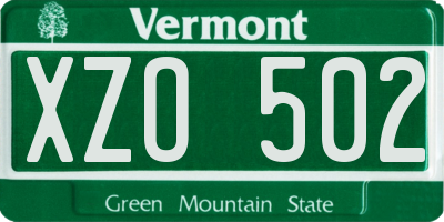 VT license plate XZO502