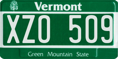 VT license plate XZO509