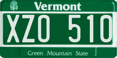 VT license plate XZO510