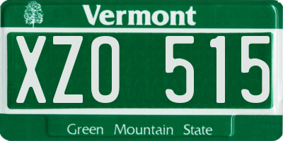 VT license plate XZO515