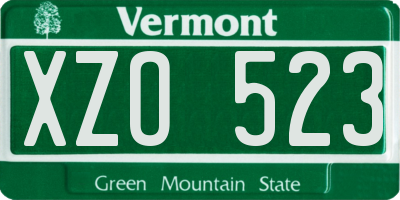VT license plate XZO523
