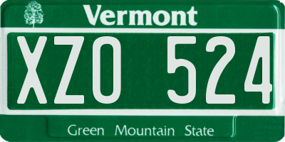VT license plate XZO524