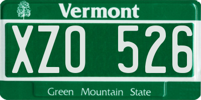 VT license plate XZO526