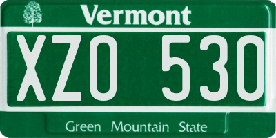 VT license plate XZO530