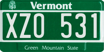 VT license plate XZO531