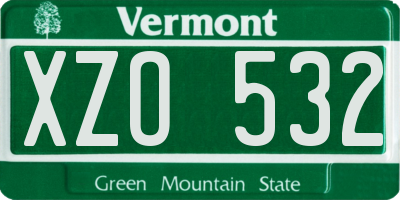VT license plate XZO532
