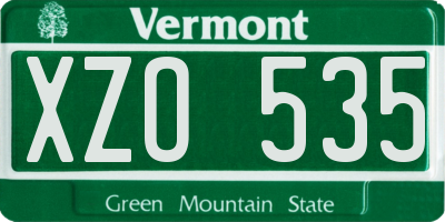 VT license plate XZO535