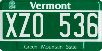 VT license plate XZO536