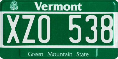 VT license plate XZO538