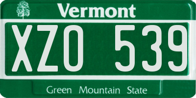 VT license plate XZO539