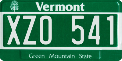 VT license plate XZO541