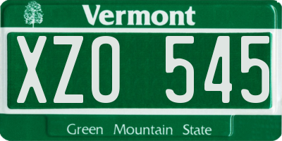 VT license plate XZO545