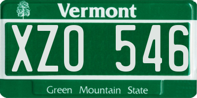VT license plate XZO546