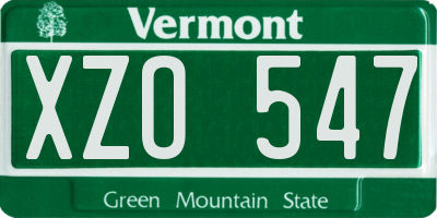 VT license plate XZO547