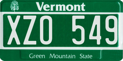 VT license plate XZO549