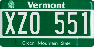 VT license plate XZO551