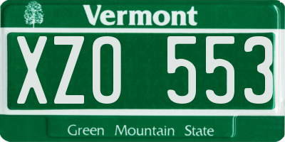VT license plate XZO553