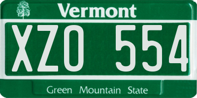 VT license plate XZO554