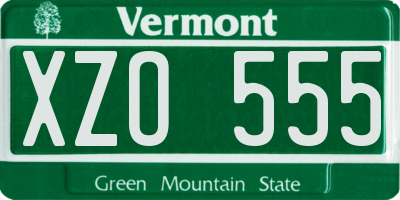 VT license plate XZO555