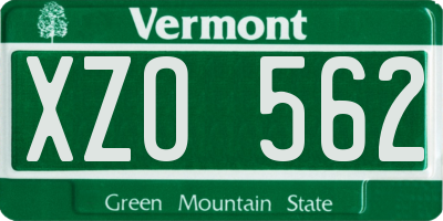 VT license plate XZO562